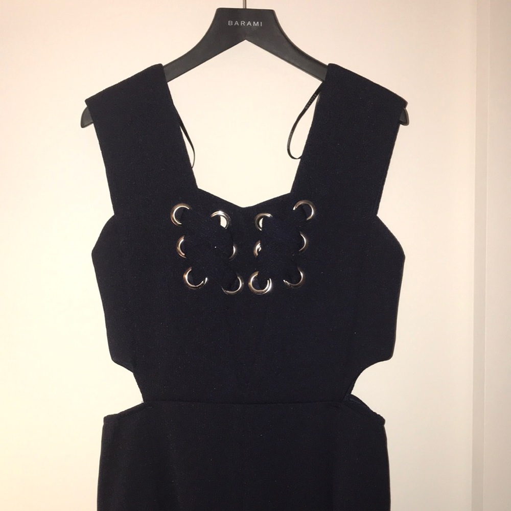 Navy Blue Sleeveless Cut-Out Grommet Romper - Picture 2 of 6